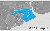 Political 3D Map of Kawkhmu, desaturated