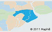 Political 3D Map of Kawkhmu, lighten