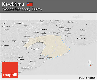 Shaded Relief 3D Map of Kawkhmu, desaturated