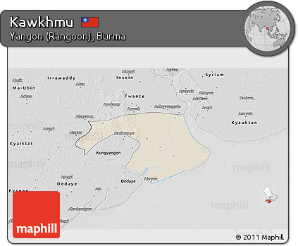 Shaded Relief 3D Map of Kawkhmu, desaturated