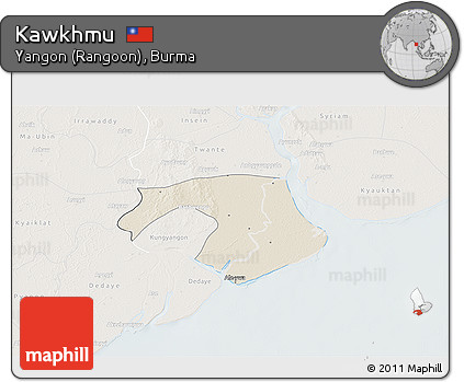 Shaded Relief 3D Map of Kawkhmu, lighten