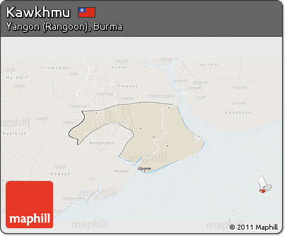 Shaded Relief 3D Map of Kawkhmu, lighten