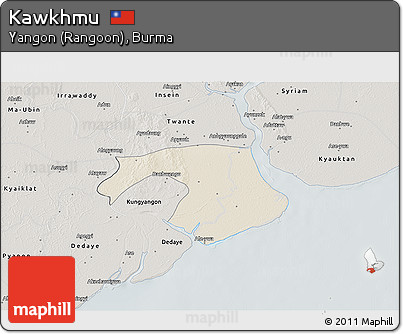 Shaded Relief 3D Map of Kawkhmu, semi-desaturated