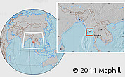 Gray Location Map of Kawkhmu, highlighted parent region, within the entire country, hill shading
