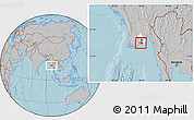 Gray Location Map of Kawkhmu, highlighted parent region, hill shading