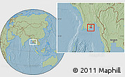 Savanna Style Location Map of Kawkhmu, hill shading