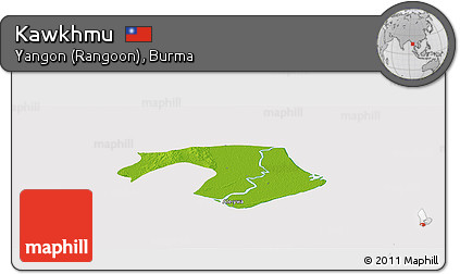 Physical Panoramic Map of Kawkhmu, cropped outside