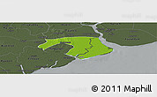 Physical Panoramic Map of Kawkhmu, darken, semi-desaturated