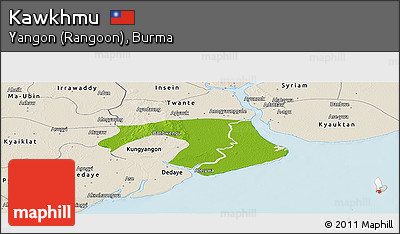 Physical Panoramic Map of Kawkhmu, shaded relief outside
