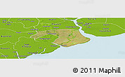 Satellite Panoramic Map of Kawkhmu, physical outside