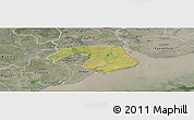 Satellite Panoramic Map of Kawkhmu, semi-desaturated