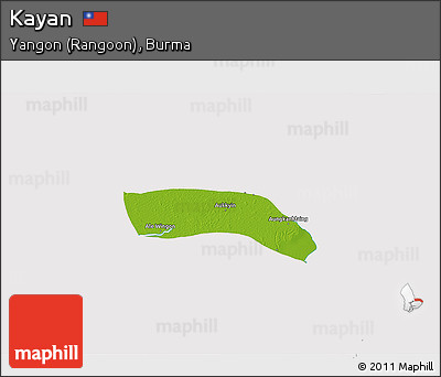 Physical 3D Map of Kayan, cropped outside