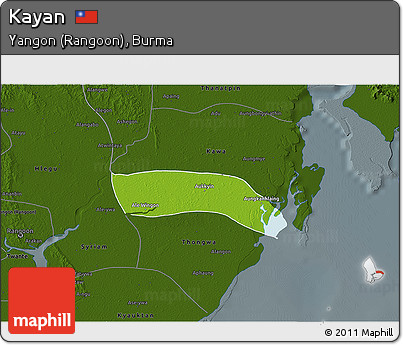 Physical 3D Map of Kayan, darken