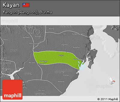 Physical 3D Map of Kayan, desaturated