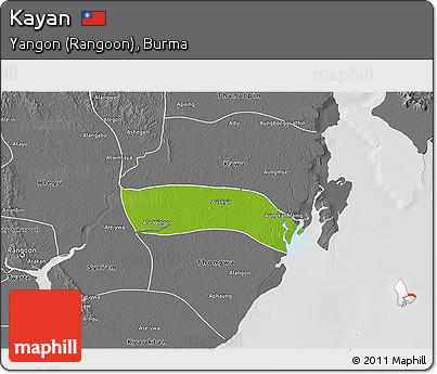 Physical 3D Map of Kayan, desaturated