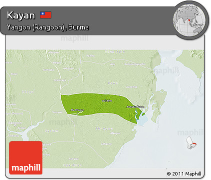 Physical 3D Map of Kayan, lighten