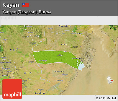 Physical 3D Map of Kayan, satellite outside