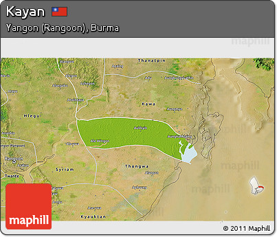 Physical 3D Map of Kayan, satellite outside