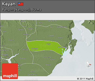 Physical 3D Map of Kayan, semi-desaturated