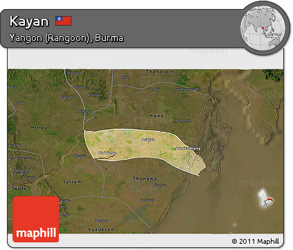 Satellite 3D Map of Kayan, darken