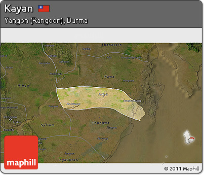 Satellite 3D Map of Kayan, darken