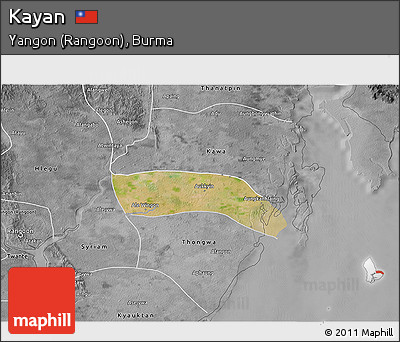 Satellite 3D Map of Kayan, desaturated
