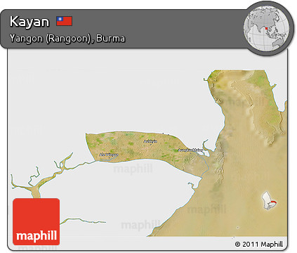 Satellite 3D Map of Kayan, single color outside