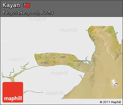 Satellite 3D Map of Kayan, single color outside