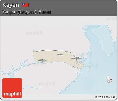 Shaded Relief 3D Map of Kayan, single color outside