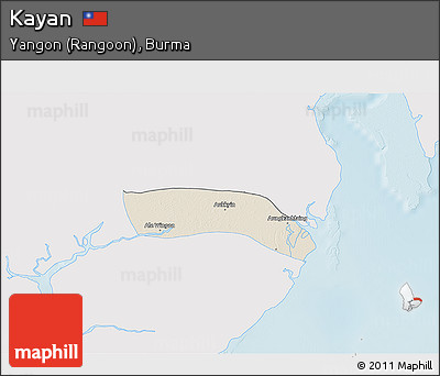 Shaded Relief 3D Map of Kayan, single color outside