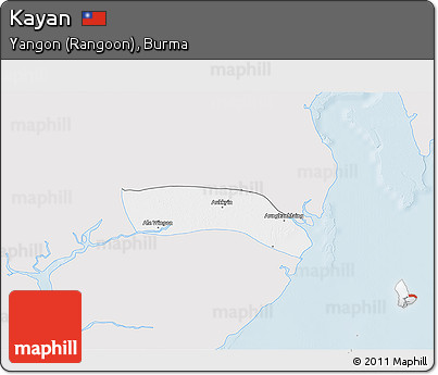 Silver Style 3D Map of Kayan, single color outside