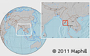 Gray Location Map of Kayan, within the entire country, hill shading