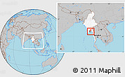 Gray Location Map of Kayan, highlighted country, highlighted parent region, within the entire country
