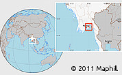 Gray Location Map of Kayan, highlighted country