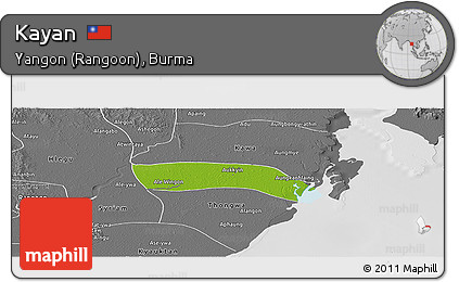 Physical Panoramic Map of Kayan, desaturated