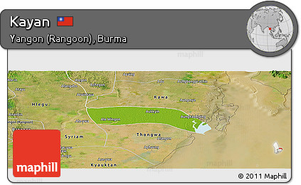 Physical Panoramic Map of Kayan, satellite outside