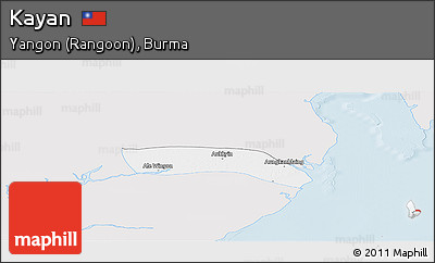 Silver Style Panoramic Map of Kayan, single color outside