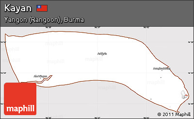 Classic Style Simple Map of Kayan, cropped outside