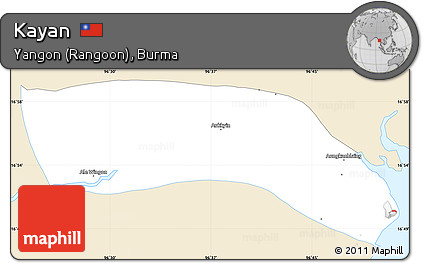 Classic Style Simple Map of Kayan, single color outside