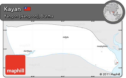 Silver Style Simple Map of Kayan, single color outside