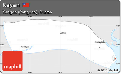 Silver Style Simple Map of Kayan, single color outside