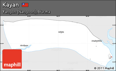 Silver Style Simple Map of Kayan, single color outside