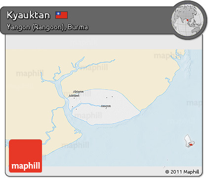 Classic Style 3D Map of Kyauktan, single color outside