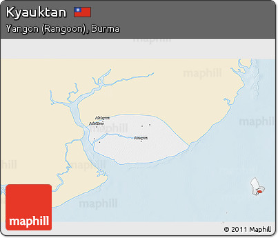 Classic Style 3D Map of Kyauktan, single color outside