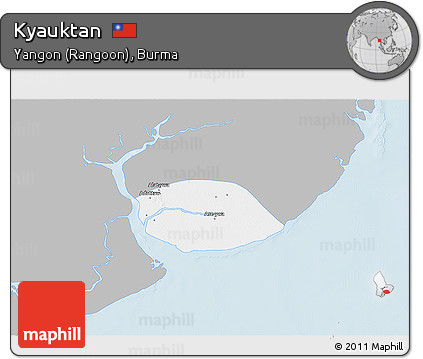 Gray 3D Map of Kyauktan, single color outside