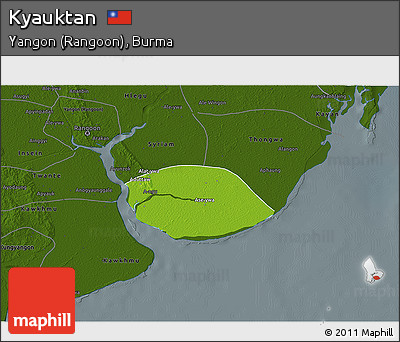 Physical 3D Map of Kyauktan, darken