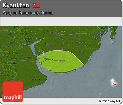 Physical 3D Map of Kyauktan, darken