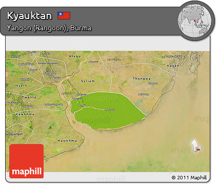 Physical 3D Map of Kyauktan, satellite outside