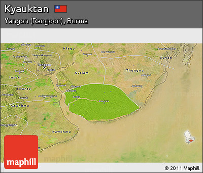 Physical 3D Map of Kyauktan, satellite outside