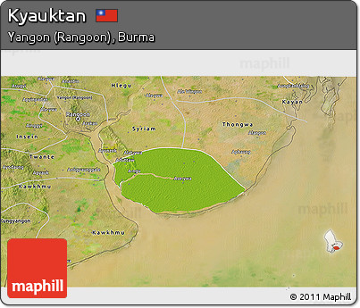 Physical 3D Map of Kyauktan, satellite outside